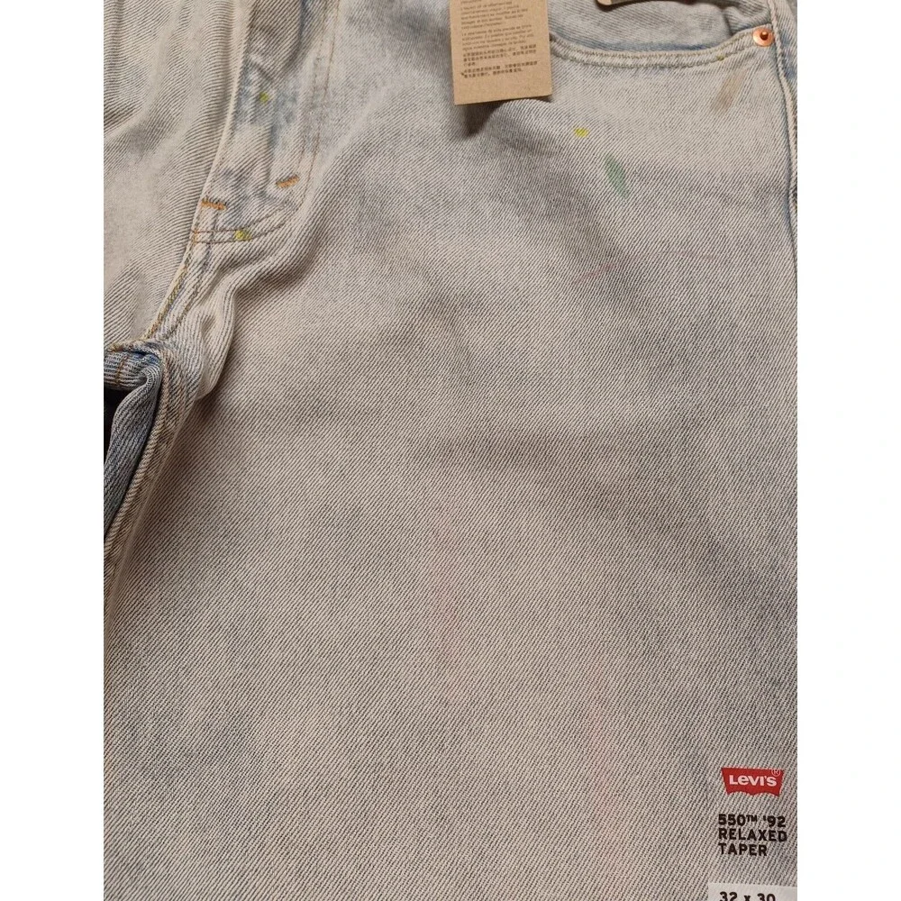 Levi’s 550 ‘92 Men's Relaxed Taper Fit Jeans With Paintmark Details Size 32x30